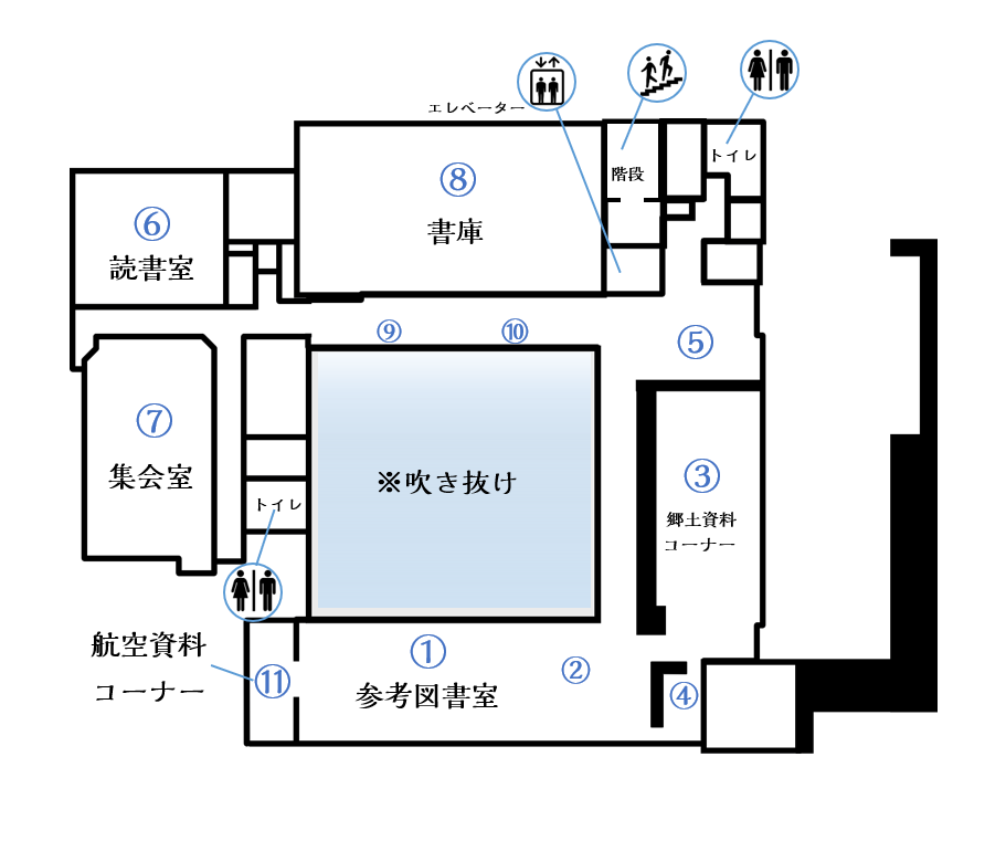 所沢図書館 本館3階案内図